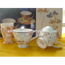 Haonai M-10502 ceramic/porcelain/bone china unique cups and saucers